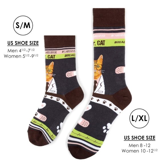 Health Care Heroes -Dr. Cat- Novelty Socks S/M - Picture 10 of 10